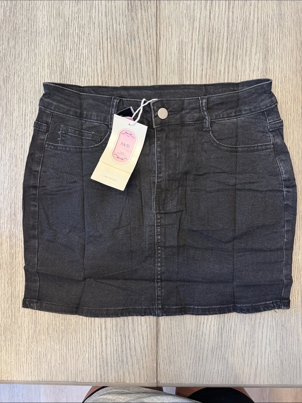 Black Denim Mini Skirt -